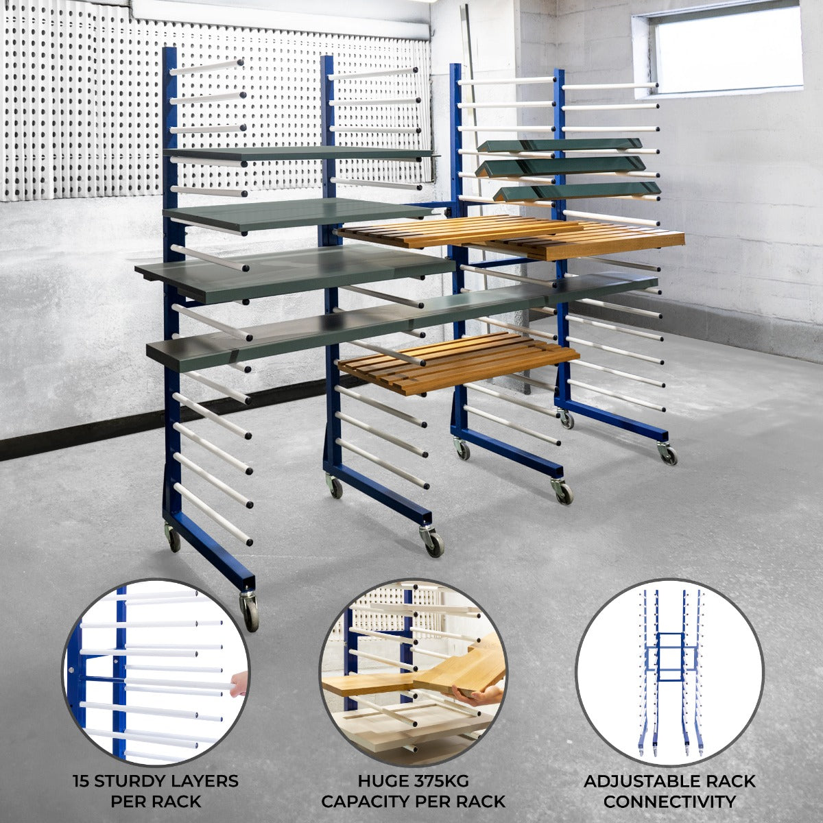 Combi Spray Drying Rack Trolley x 5 & 4 Connectors - Used - Very Good