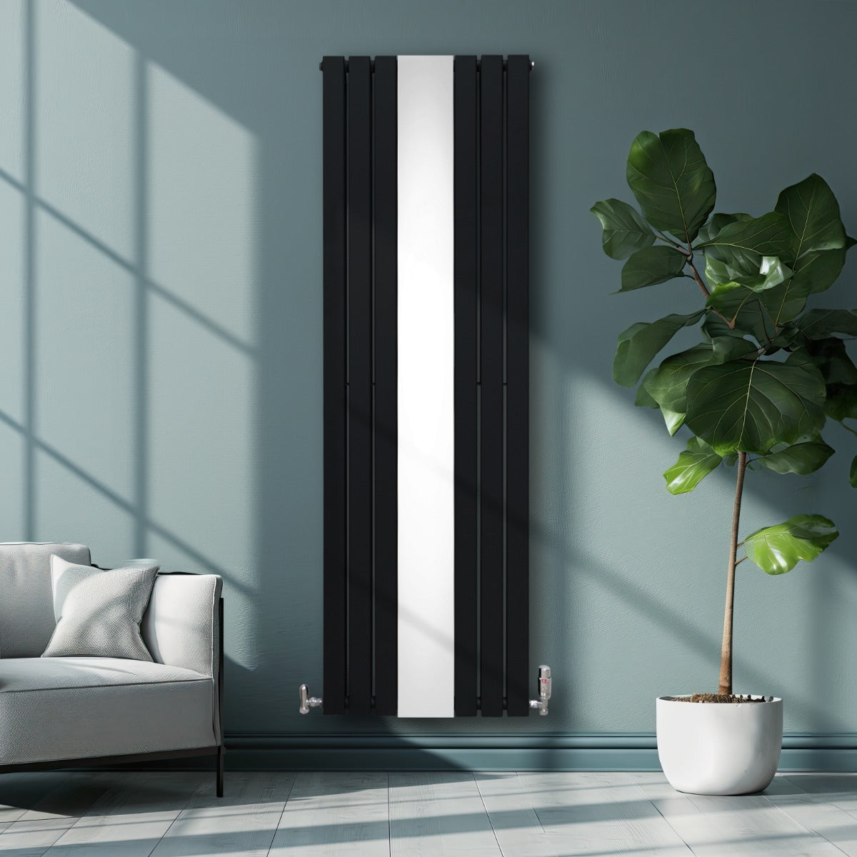 Flat Mirror Radiator - 1800mm x 565mm - Black - Used - Good