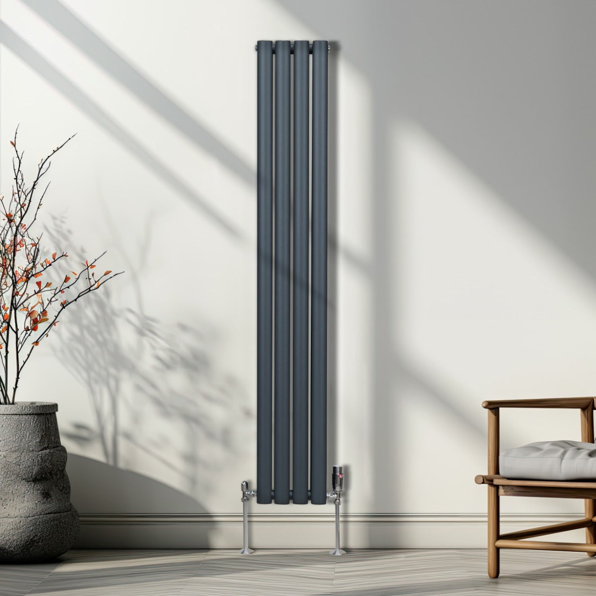 Oval Column Radiator – 1600mm x 240mm – Anthracite Grey - Used - Very Good