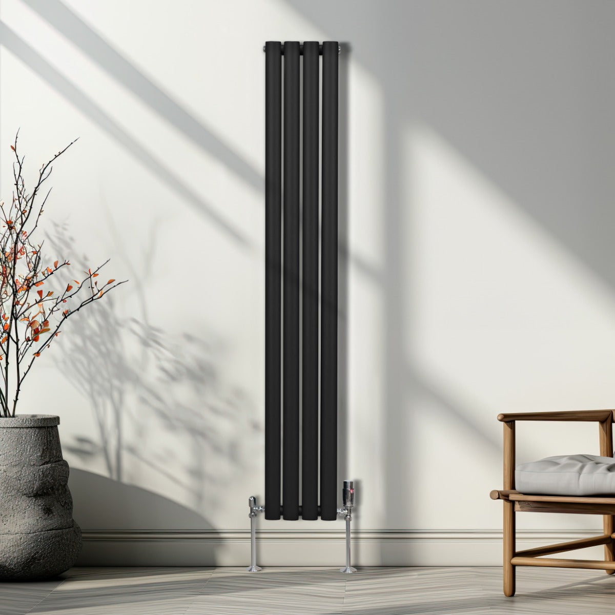 Oval Column Radiator – 1600mm x 240mm – Black - Used - Acceptable