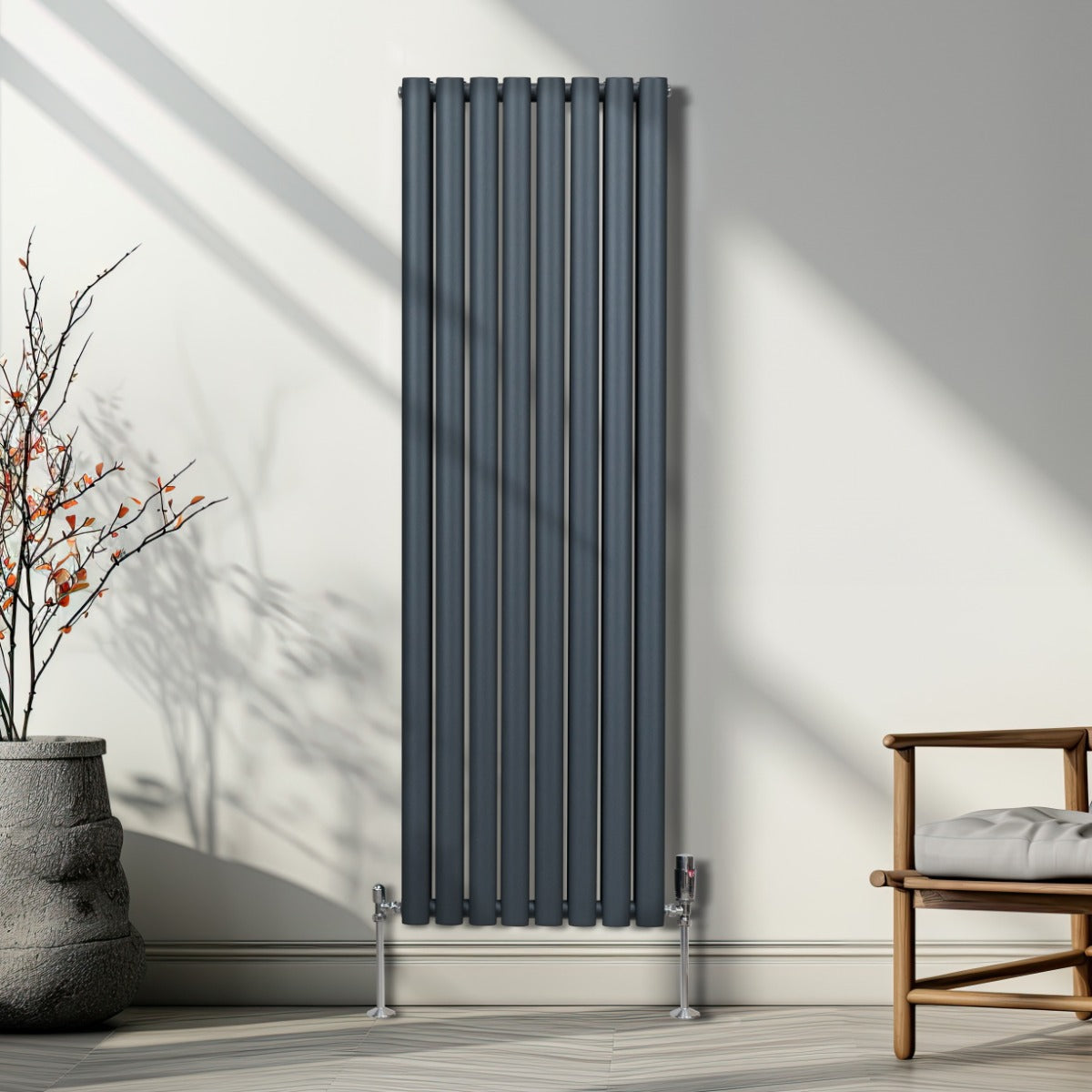 Oval Column Radiator – 1600mm x 480mm – Anthracite Grey - Used - Good