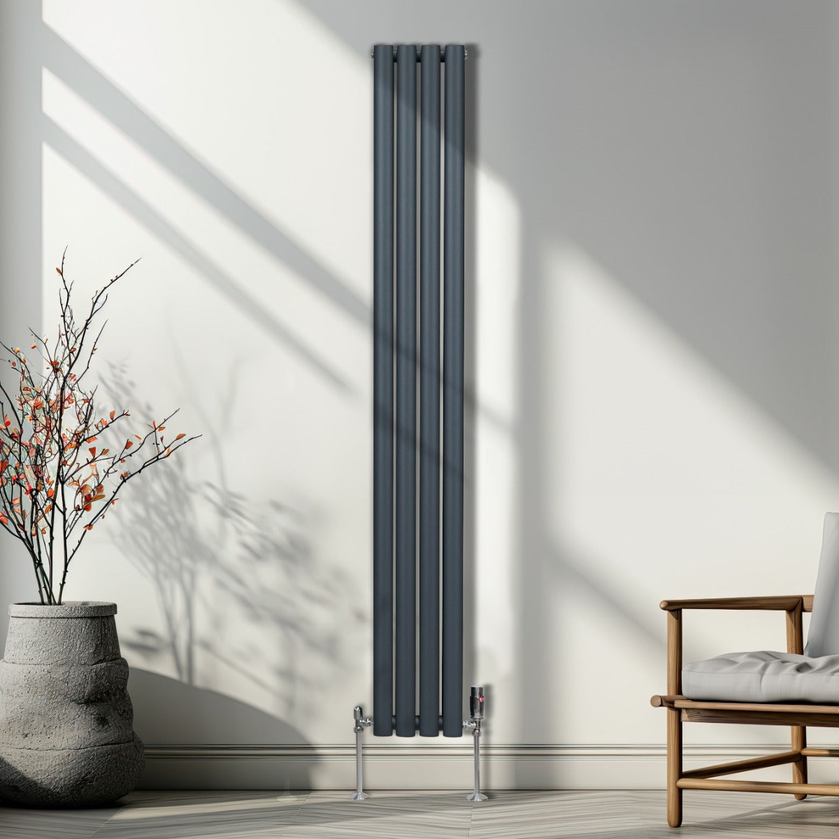 Oval Column Radiator – 1800mm x 240mm – Anthracite Grey - Like New