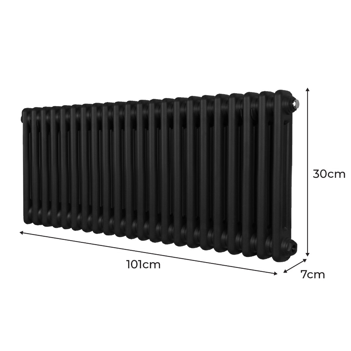 Traditional 2 Column Radiator - 300 x 1012mm - Black - Used - Good