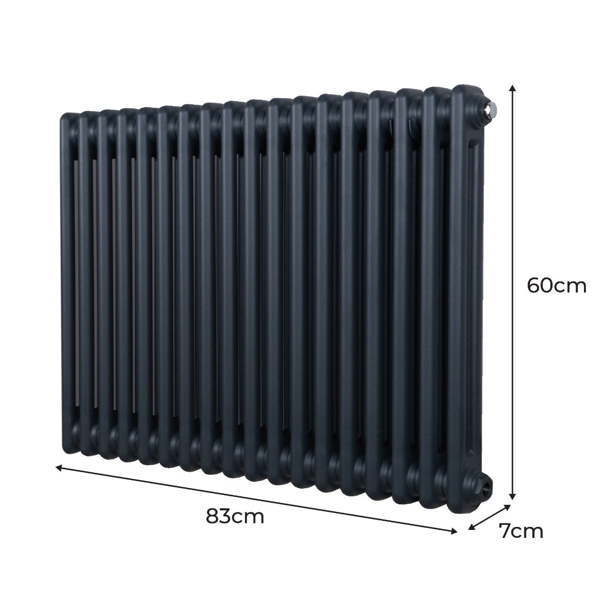 Traditional 2 Column Radiator - 600 x 832mm - Anthracite Grey - Like New