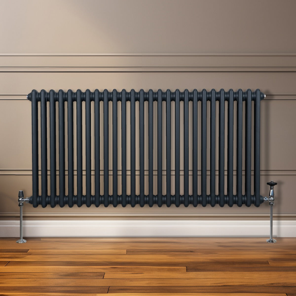 Traditional 2 Column Radiator - 600 x 1192mm - Anthracite Grey - Used - Good