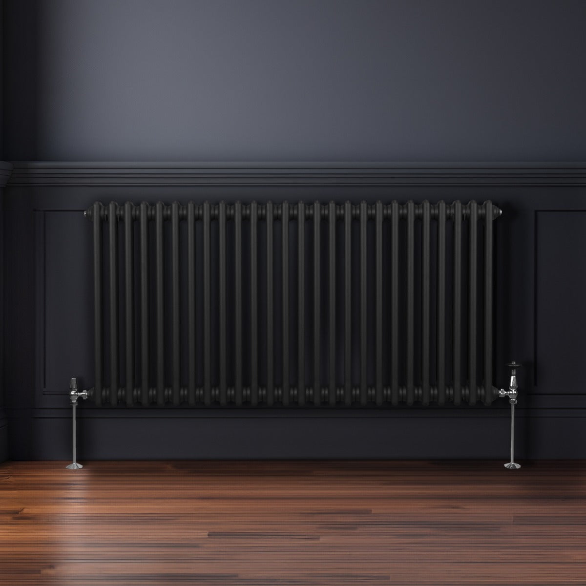 Traditional 2 Column Radiator - 600 x 1192mm - Black - Used - Acceptable
