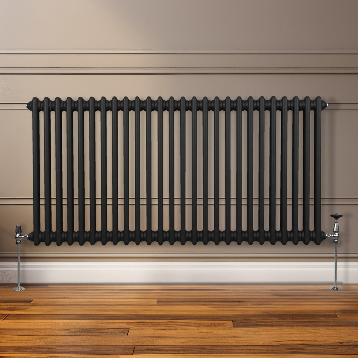 Traditional 2 Column Radiator - 600 x 1192mm - Black - Used - Good