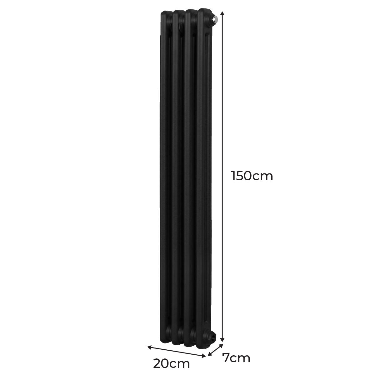Traditional 2 Column Radiator - 1500 x 202mm - Black - Like New