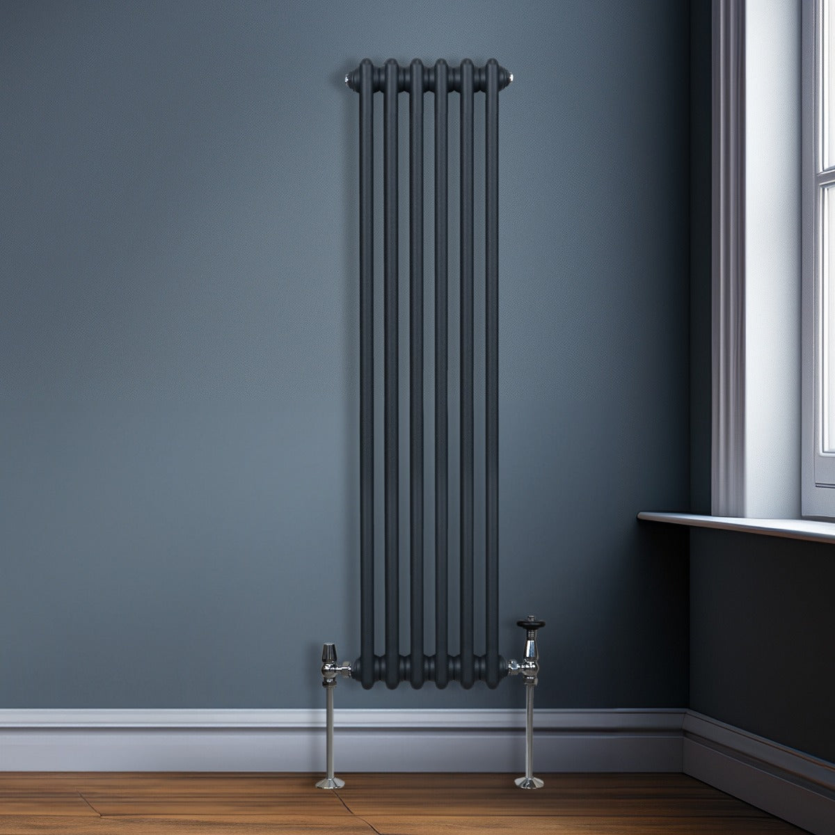 Traditional 2 Column Radiator - 1500 x 292mm - Anthracite Grey - Used - Good