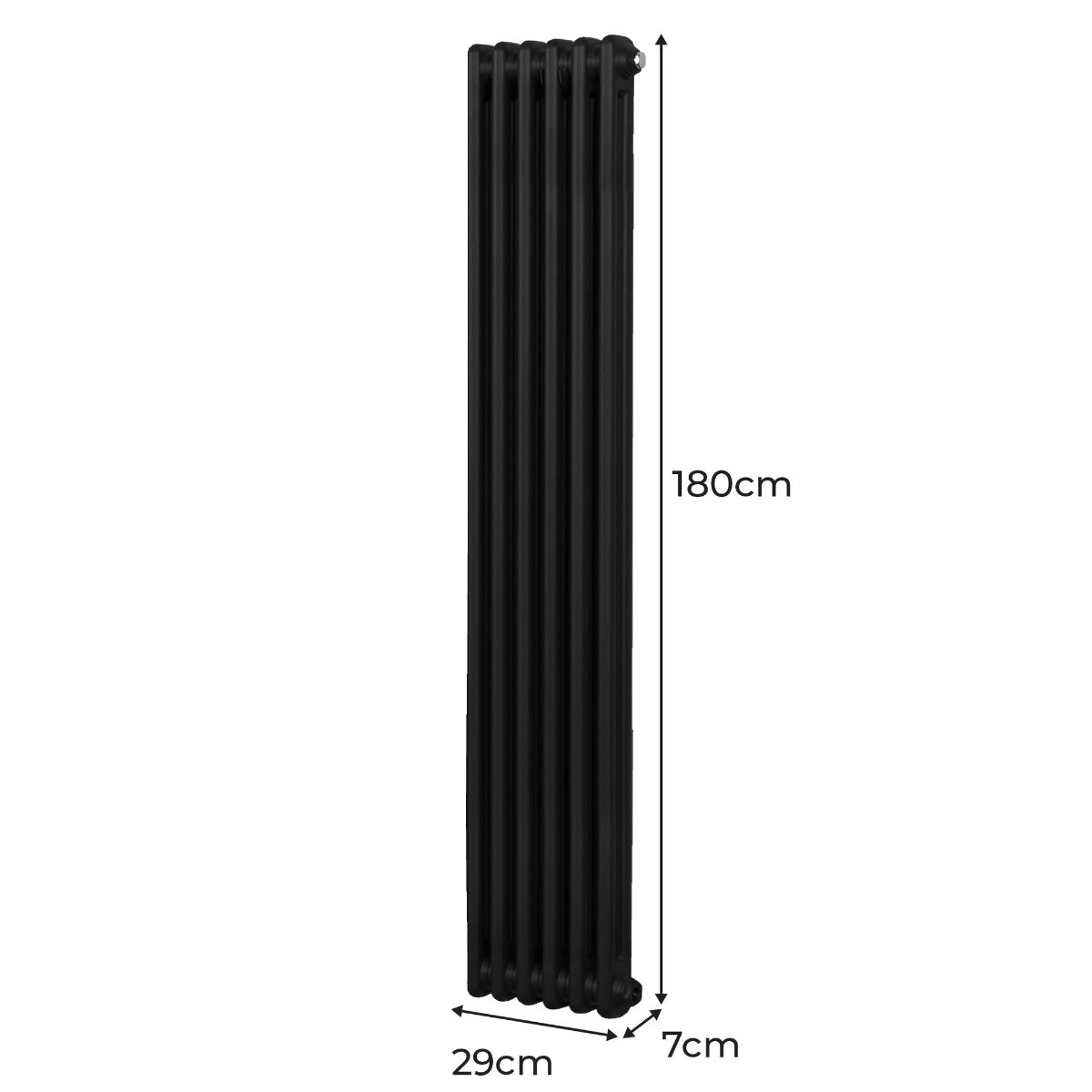 Traditional 2 Column Radiator - 1800 x 292mm - Black - Like New