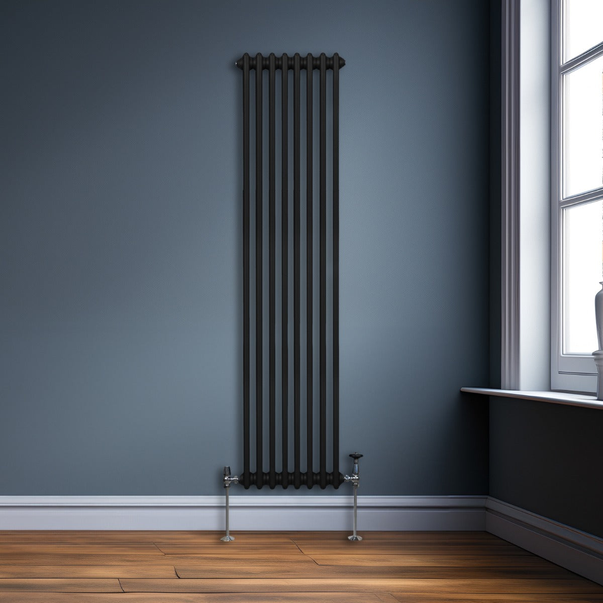 Traditional 2 Column Radiator - 1800 x 382mm - Black - Like New