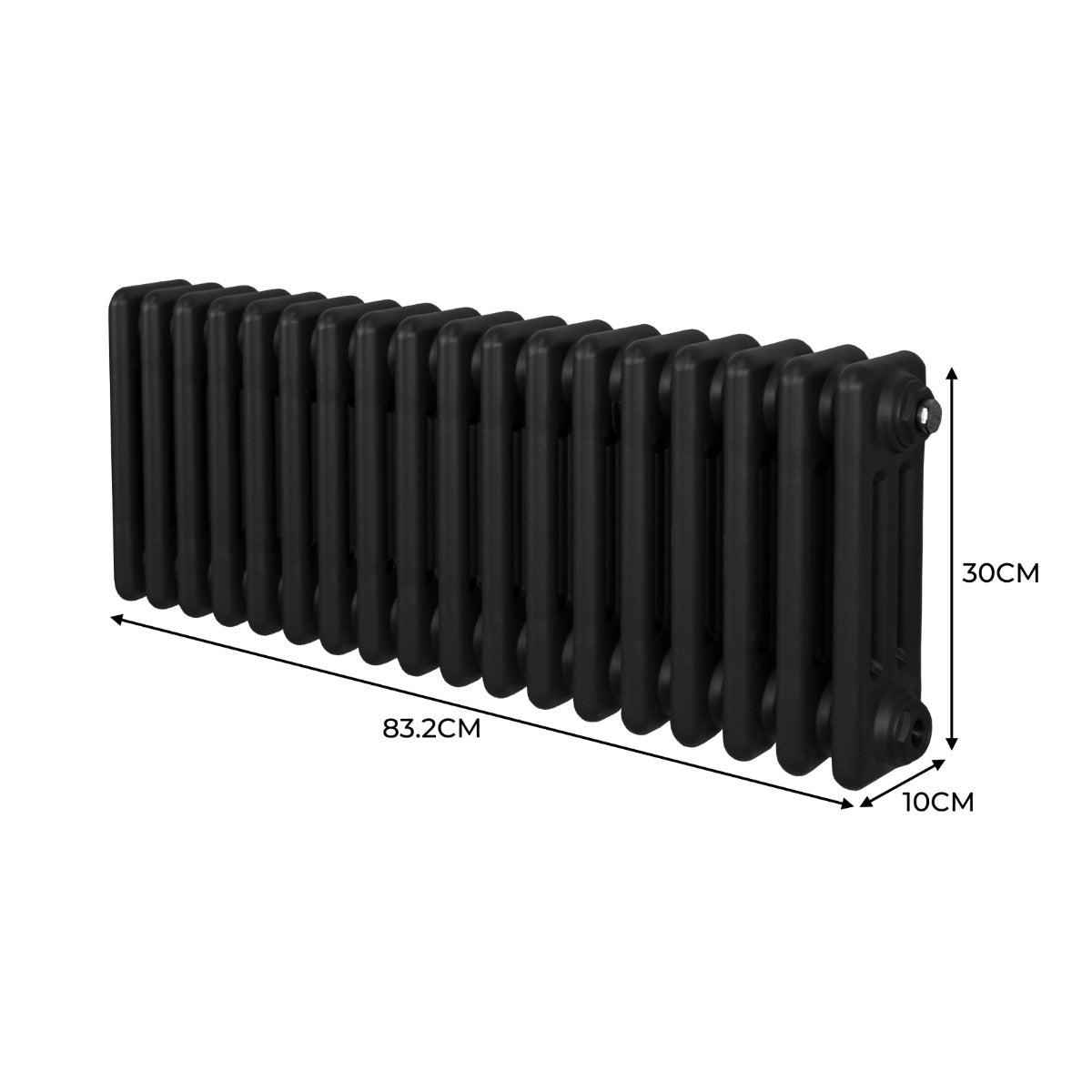 Traditional 3 Column Radiator - 300 x 832mm - Black - Used - Good
