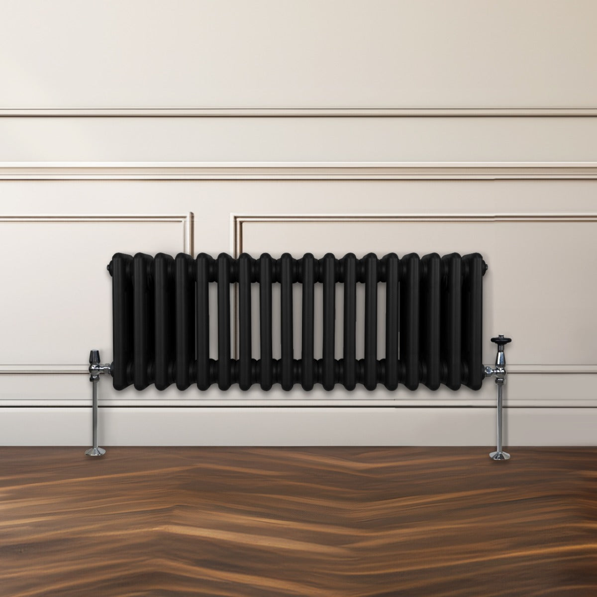 Traditional 3 Column Radiator - 300 x 832mm - Black - Used - Good