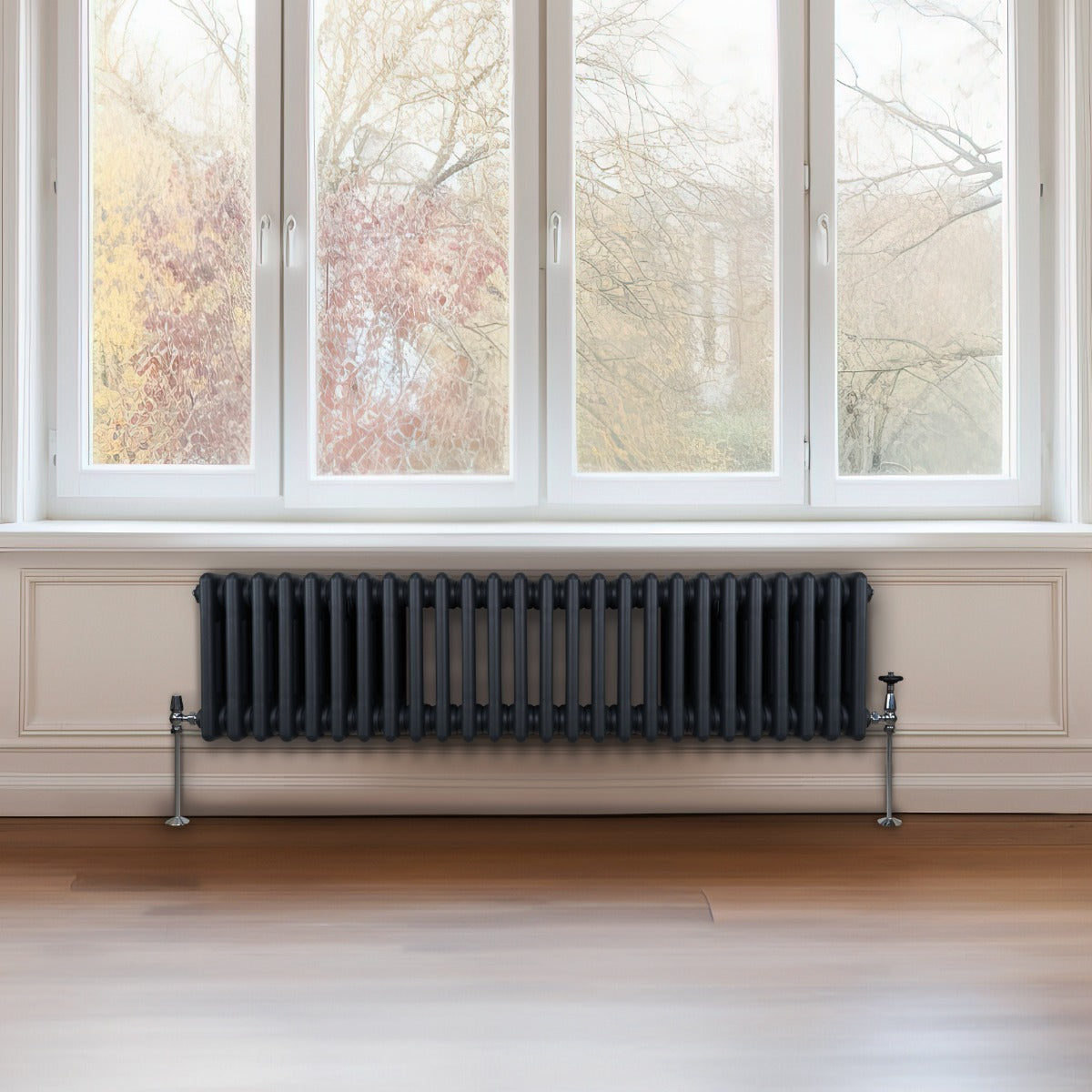 Traditional 3 Column Radiator - 300 x 1192mm - Anthracite Grey - Used - Good