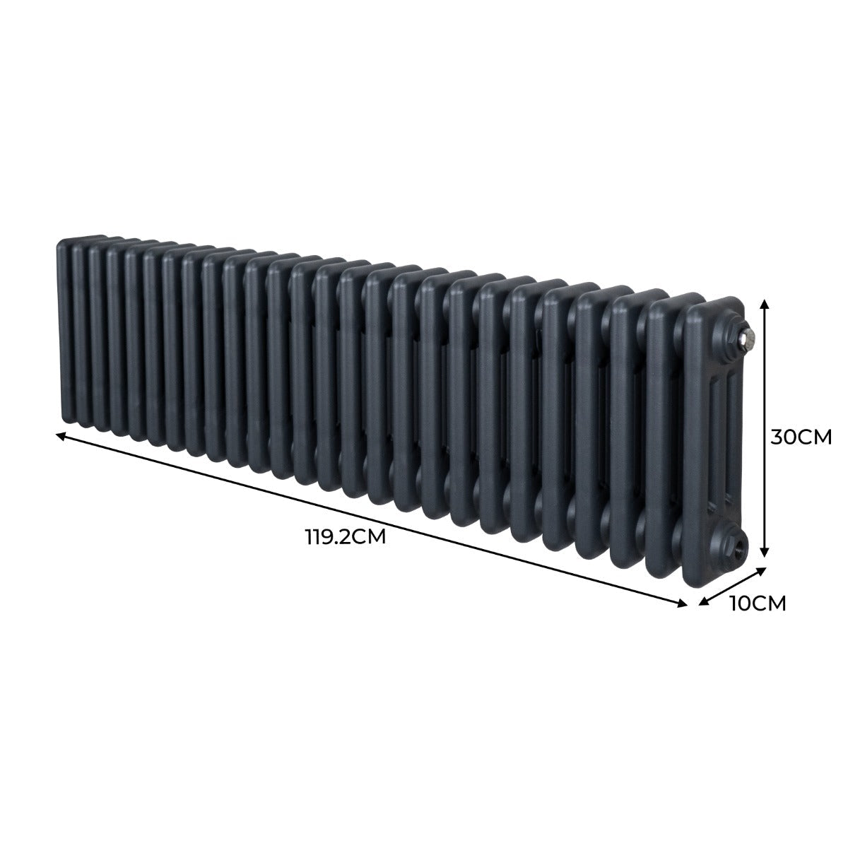 Traditional 3 Column Radiator - 300 x 1192mm - Anthracite Grey - Used - Good