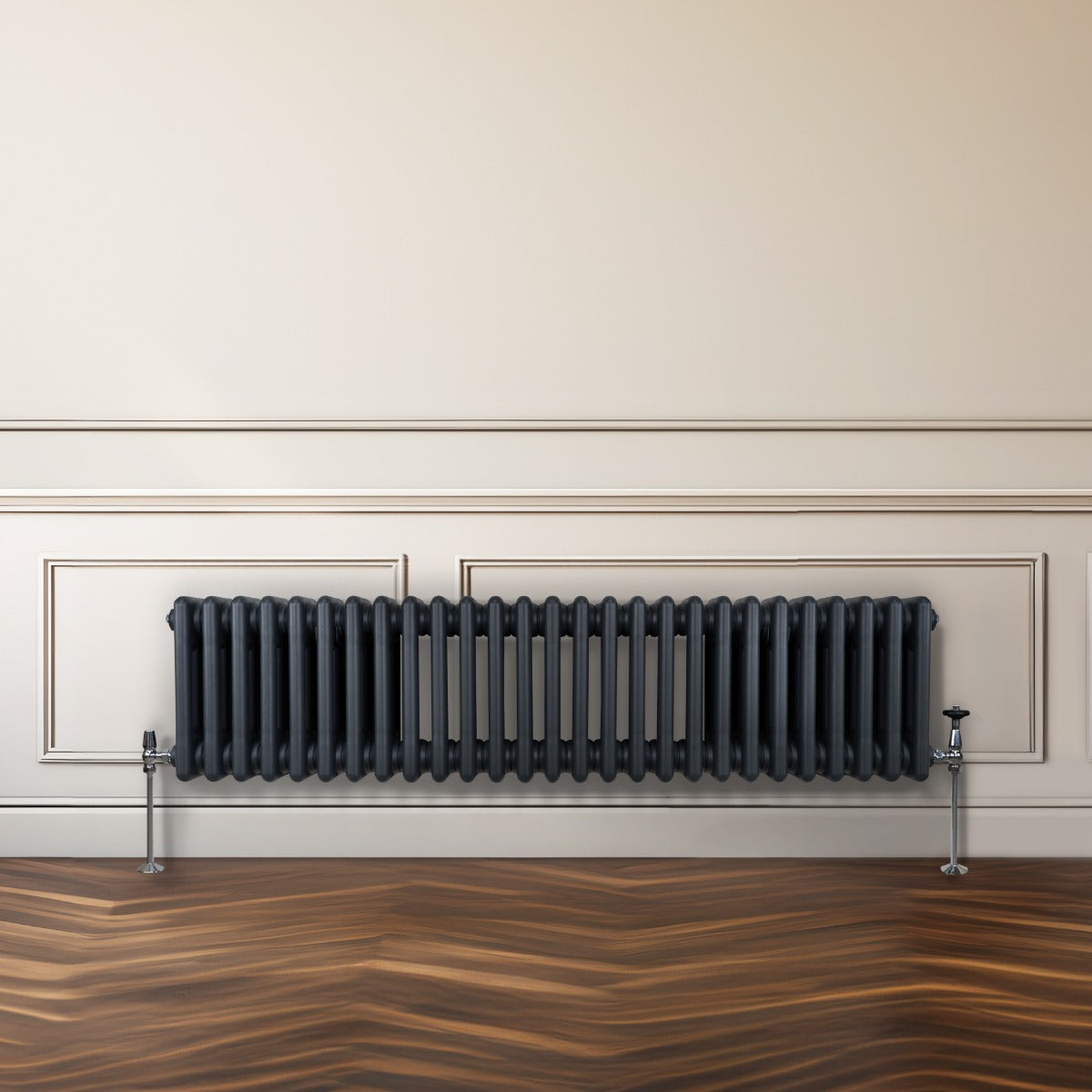 Traditional 3 Column Radiator - 300 x 1192mm - Anthracite Grey - Used - Good