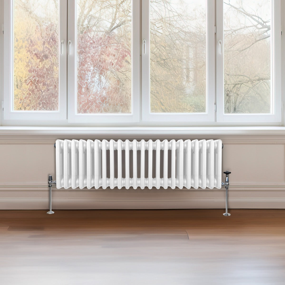 Traditional 3 Column Radiator - 300 x 1192mm - White - Used - Good