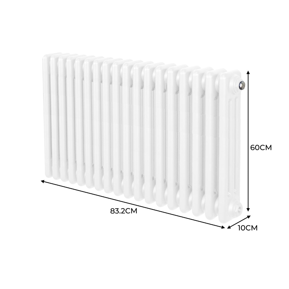 Traditional 3 Column Radiator - 600 x 832mm - White - Used - Good