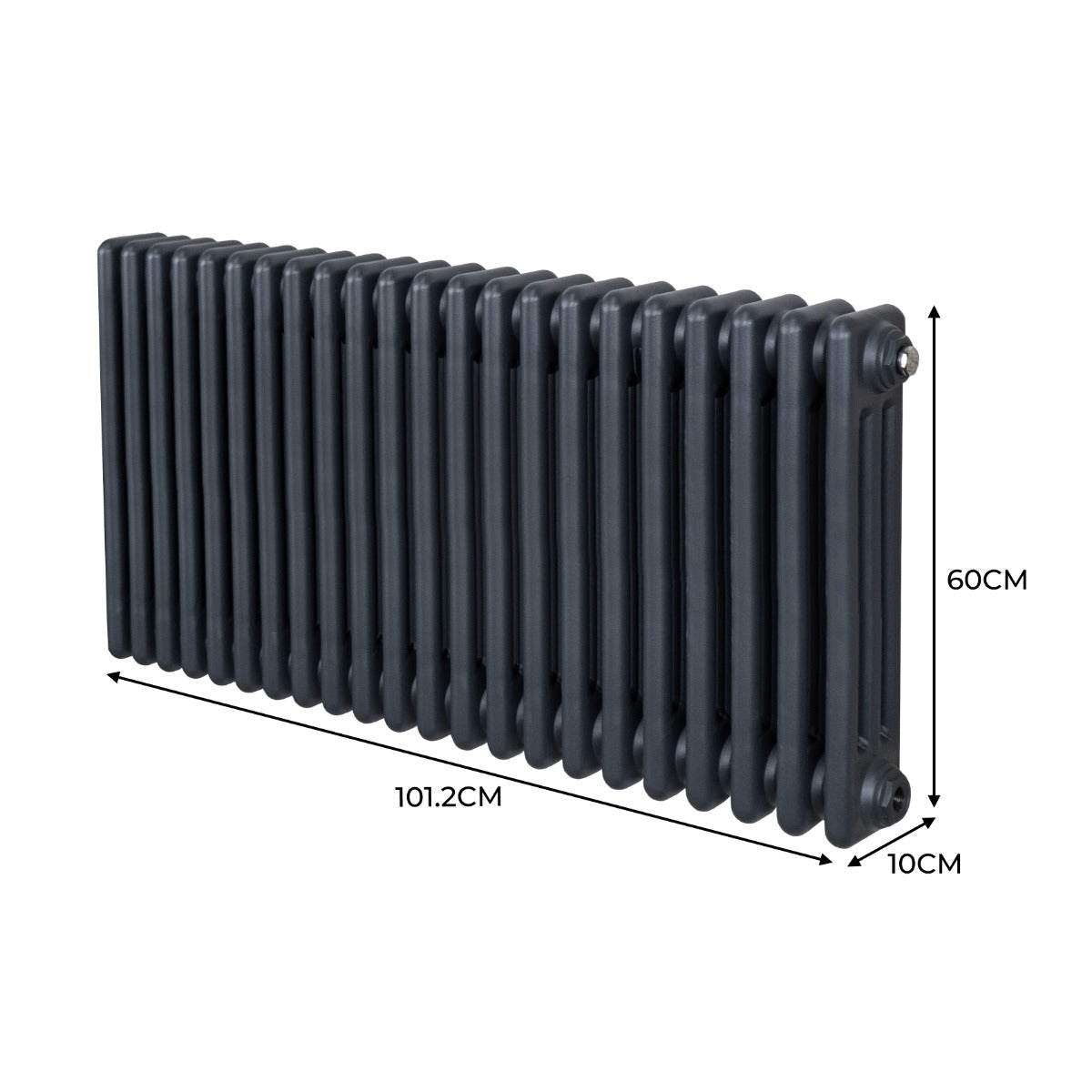 Traditional 3 Column Radiator - 600 x 1012mm - Anthracite Grey - Used - Very Good