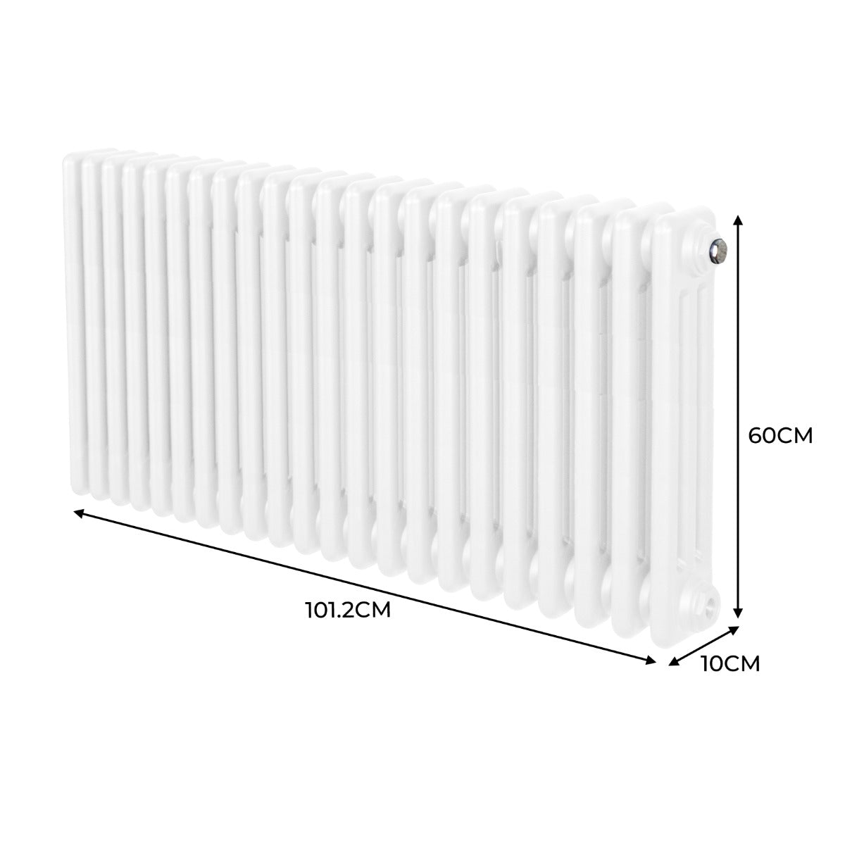 Traditional 3 Column Radiator - 600 x 1012mm - White - Like New