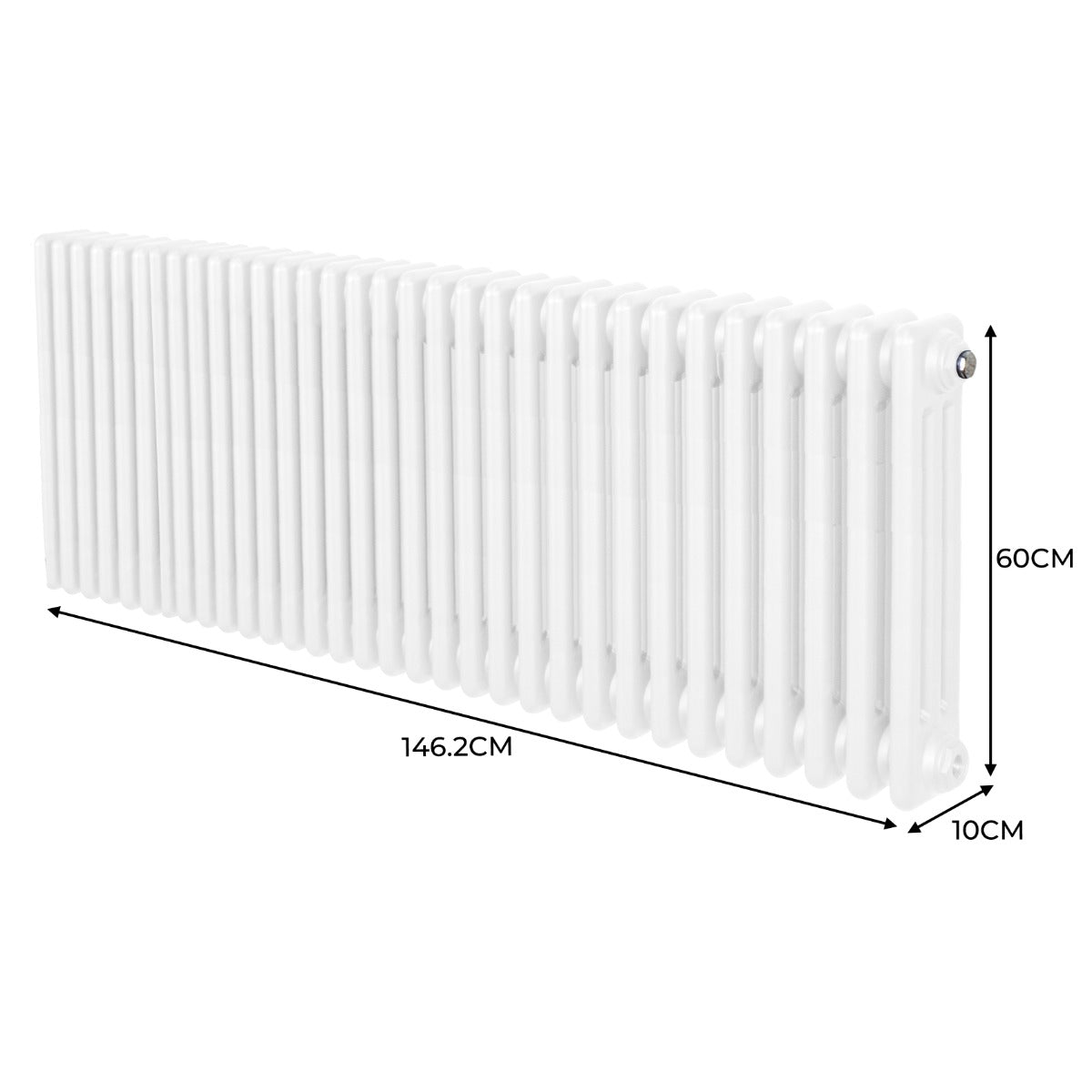 Traditional 3 Column Radiator - 600 x 1462mm - White - Used - Good