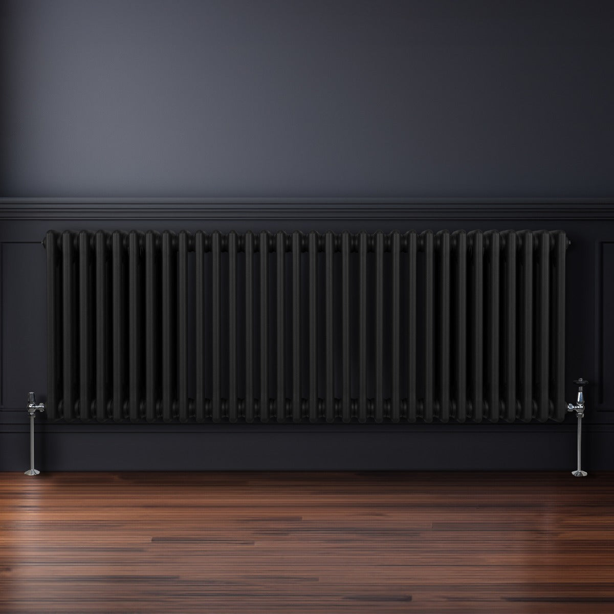 Traditional 3 Column Radiator - 600 x 1462mm - Black - Used - Good