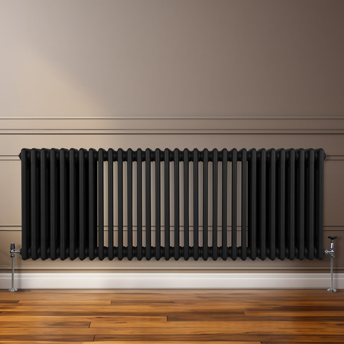 Traditional 3 Column Radiator - 600 x 1462mm - Black - Used - Good