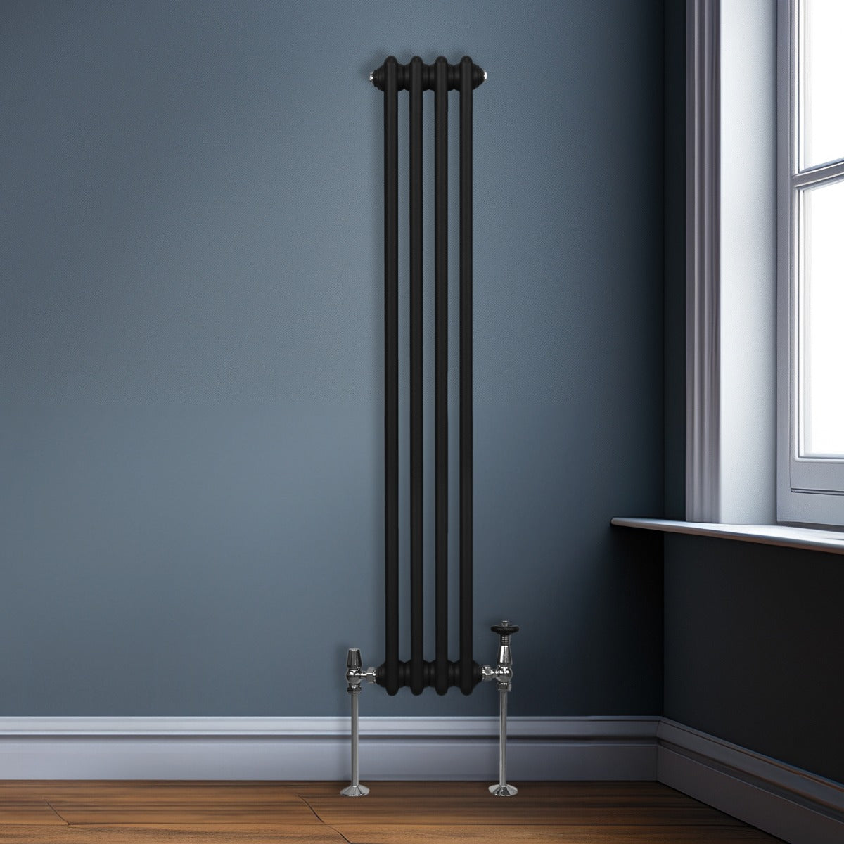 Traditional 3 Column Radiator - 1500 x 202mm - Black - Used - Very Good
