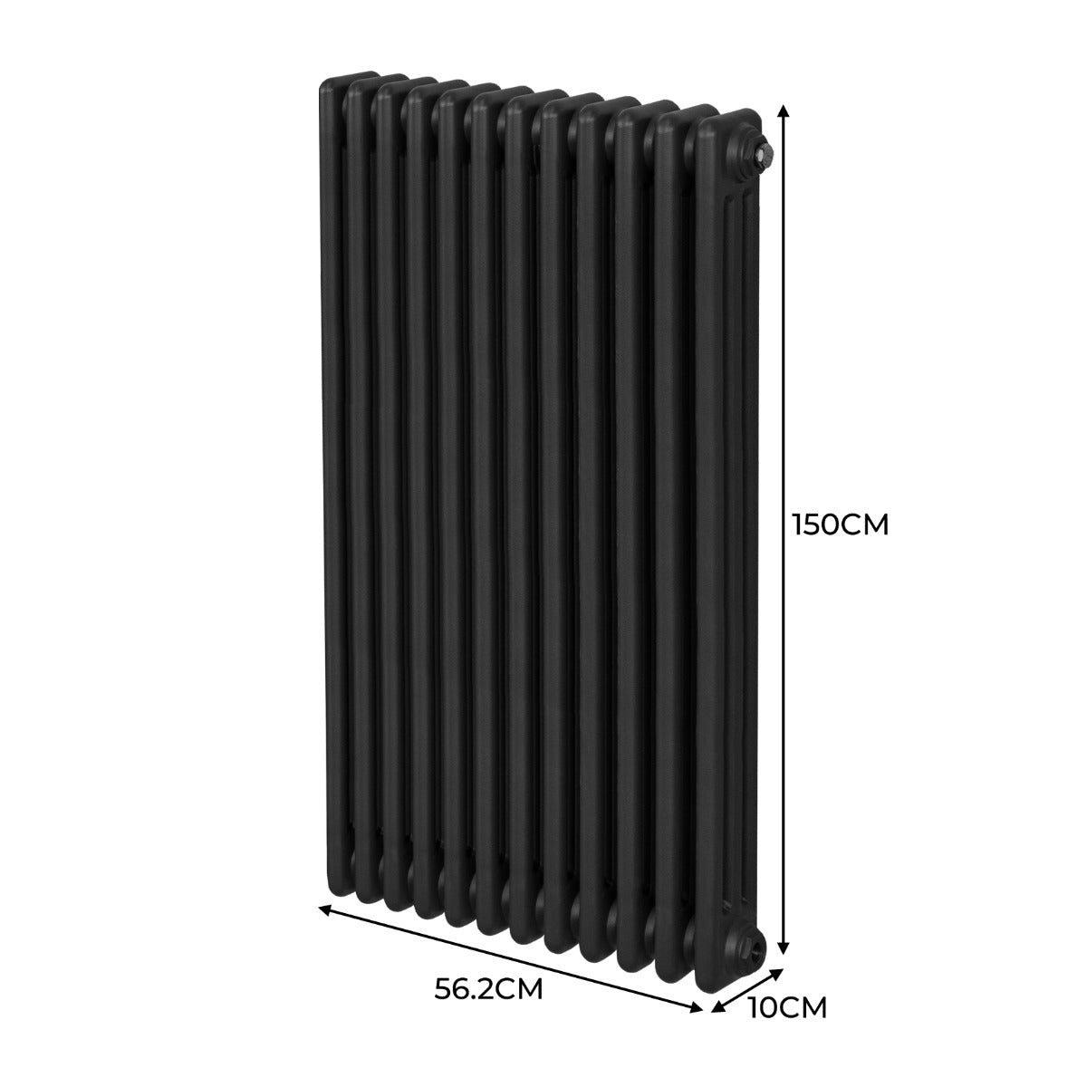 Traditional 3 Column Radiator - 1500 x 562mm - Black - Used - Very Good