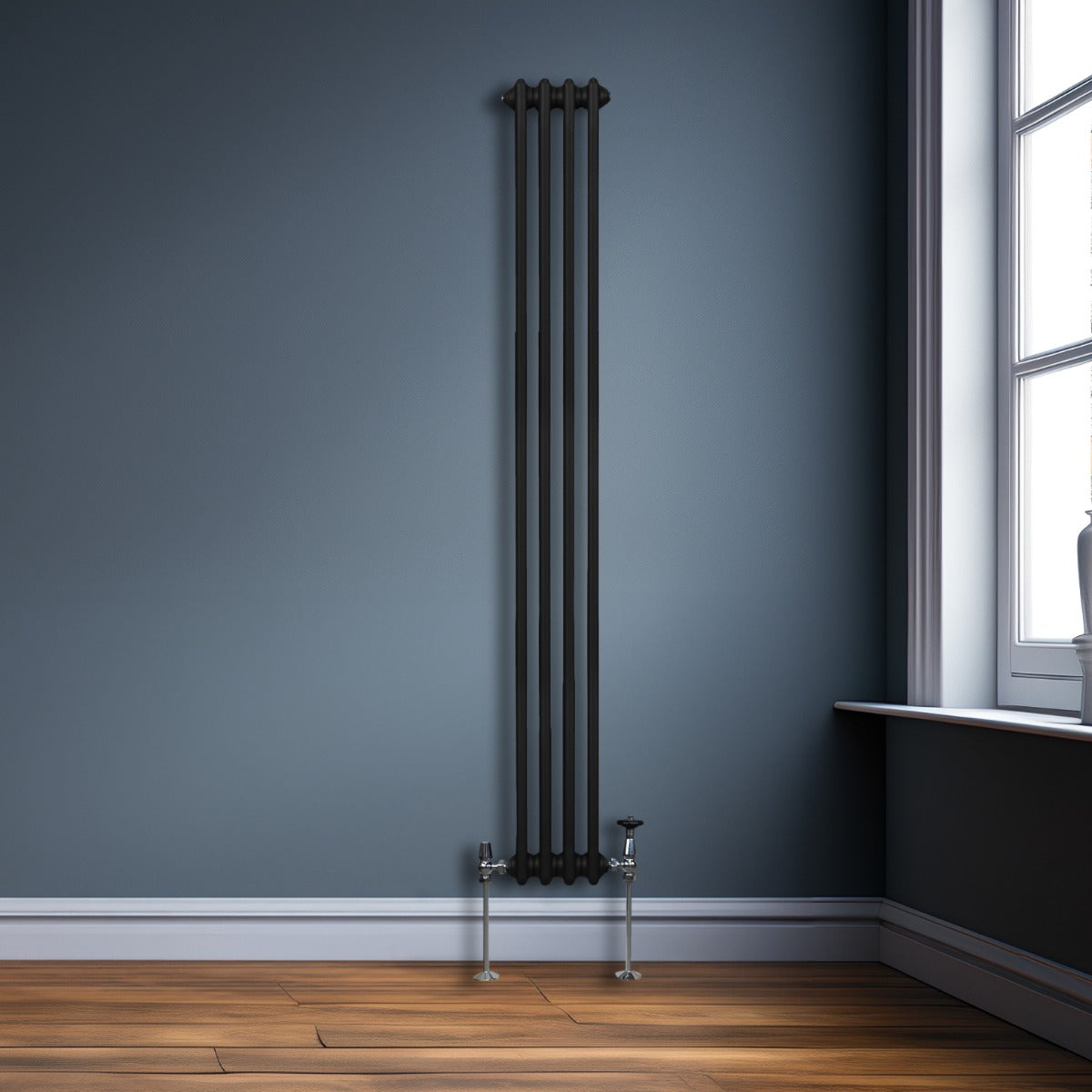 Traditional 3 Column Radiator - 1800 x 202mm - Black - Used - Very Good