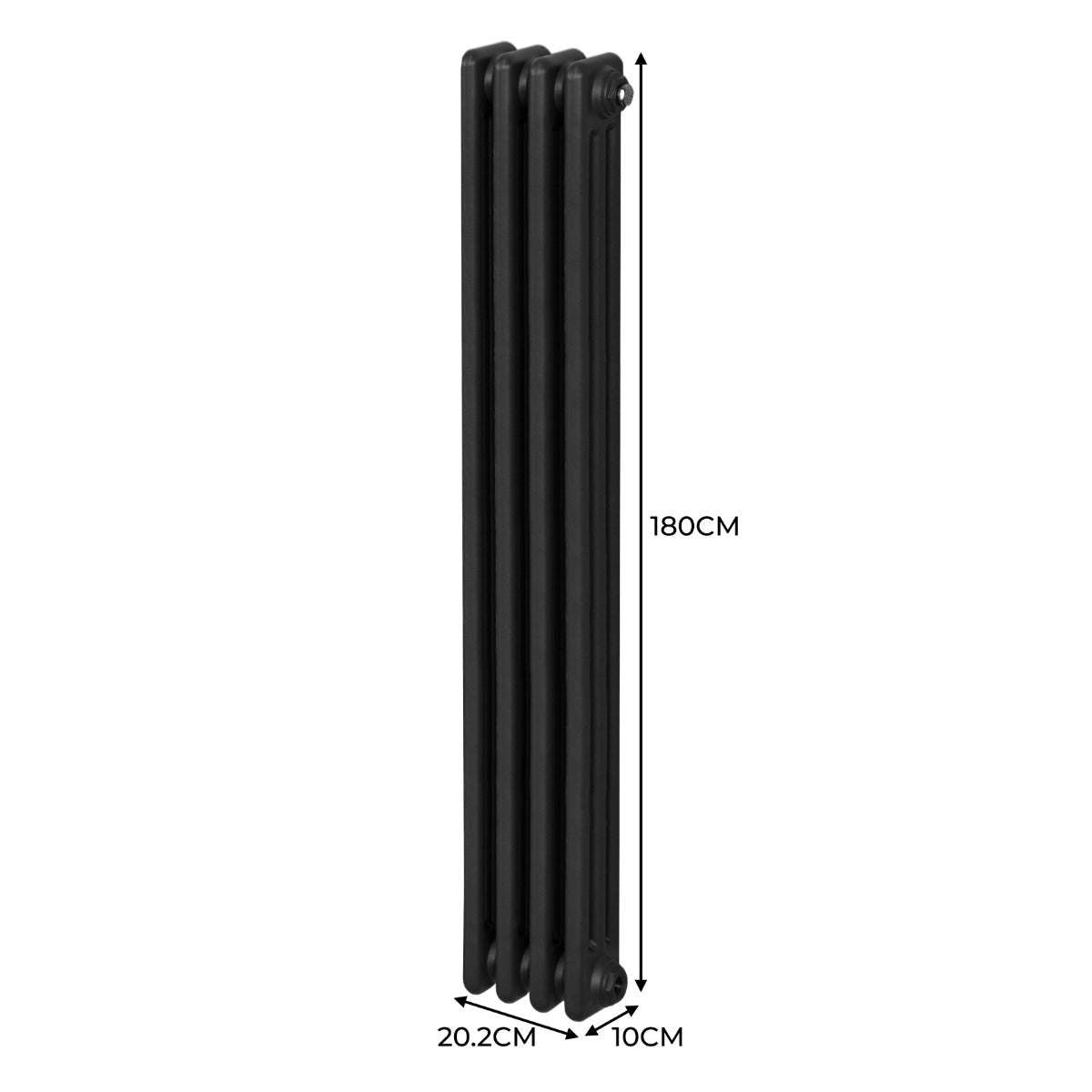 Traditional 3 Column Radiator - 1800 x 202mm - Black - Used - Very Good