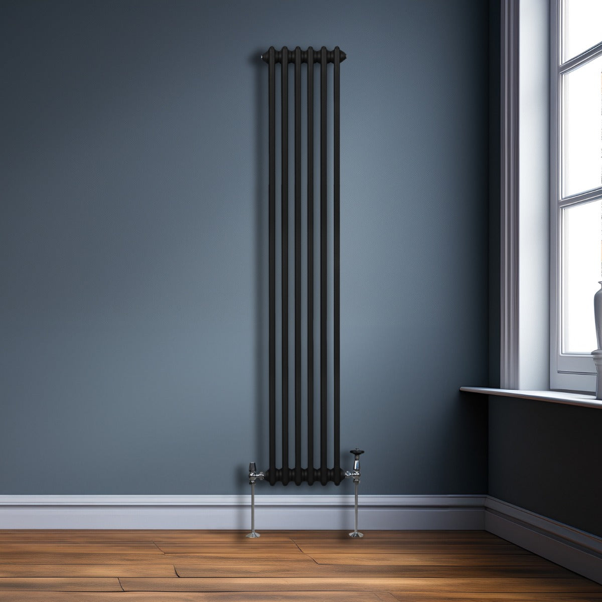 Traditional 3 Column Radiator - 1800 x 292mm - Black - Used - Good