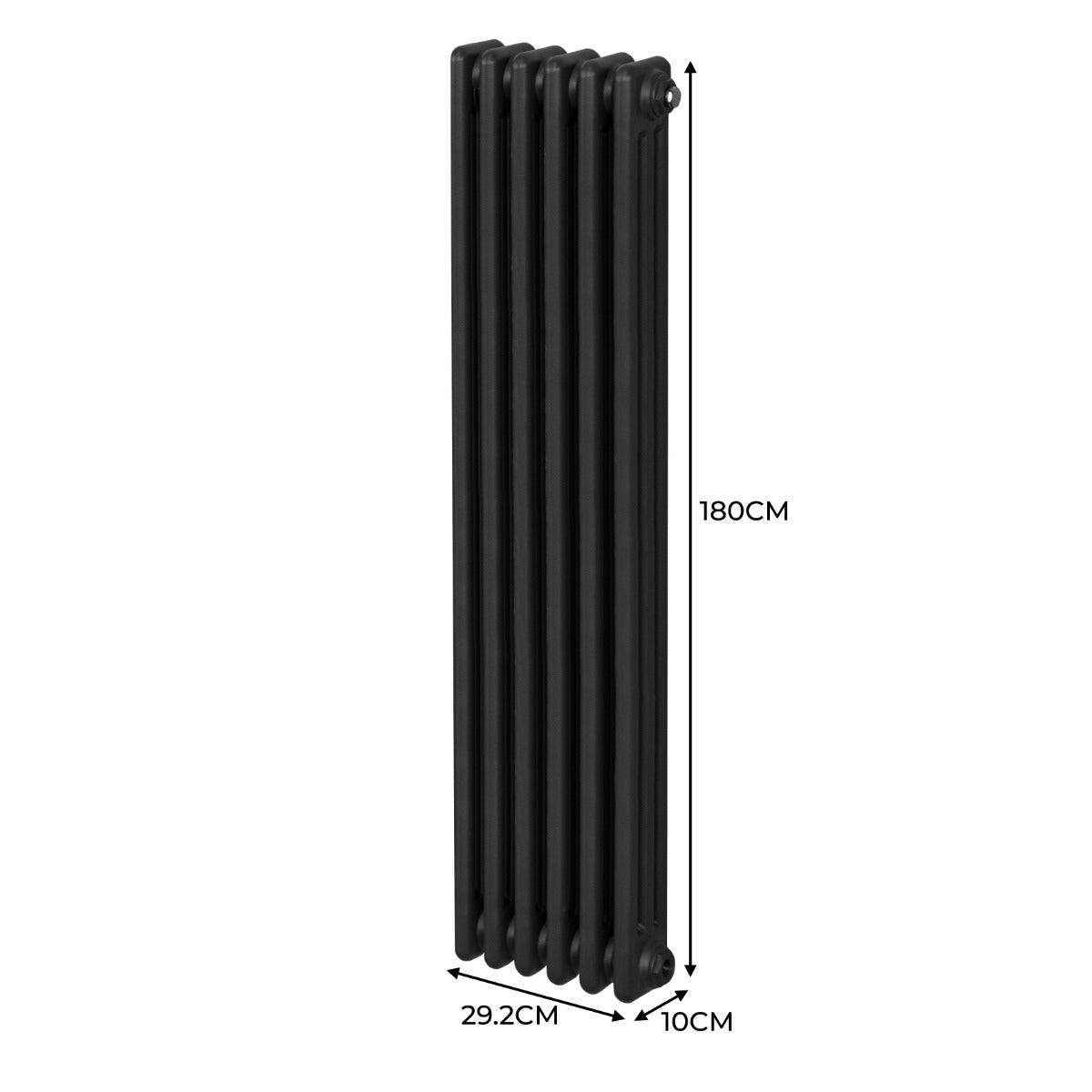Traditional 3 Column Radiator - 1800 x 292mm - Black - Used - Good