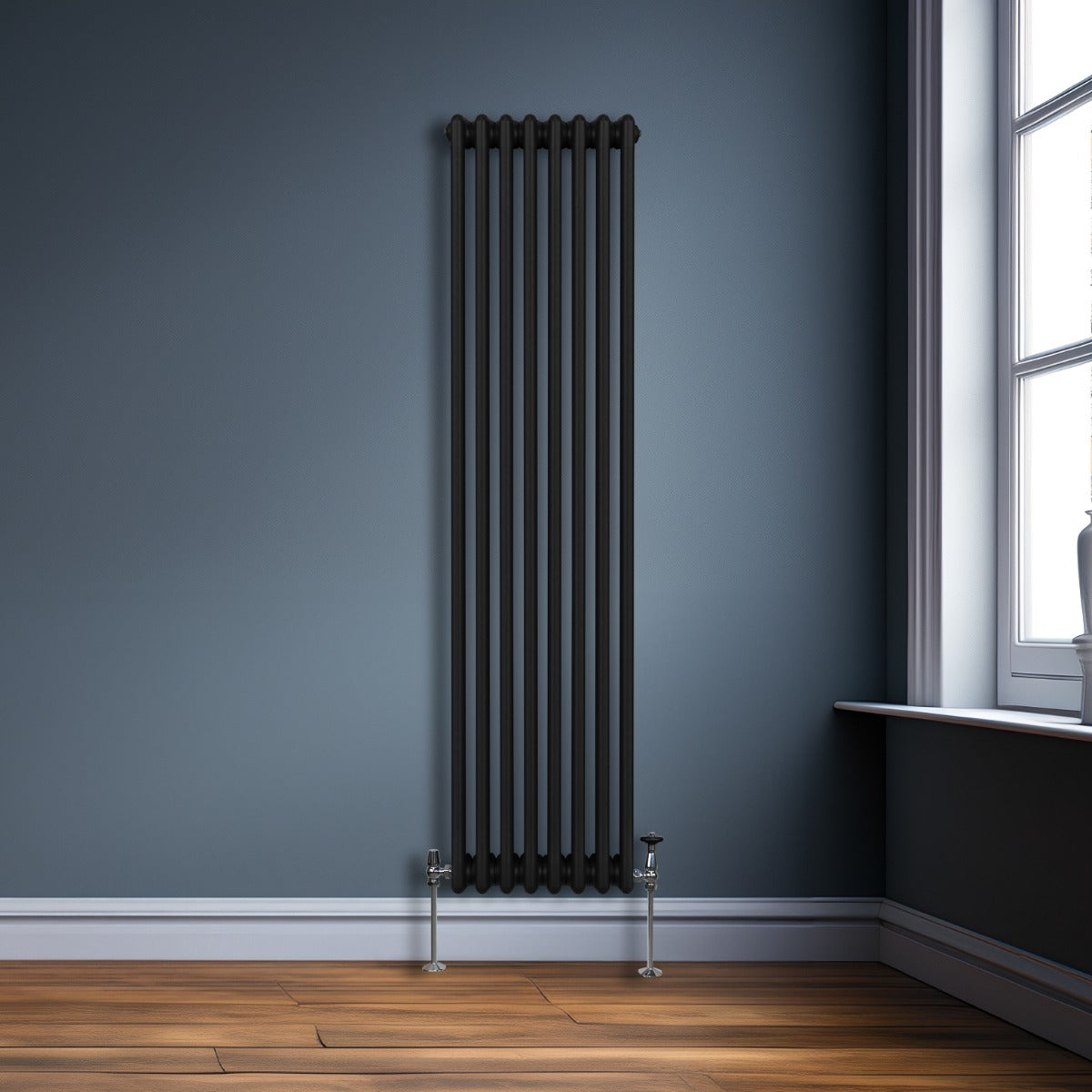 Traditional 3 Column Radiator - 1800 x 382mm - Black - Used - Very Good