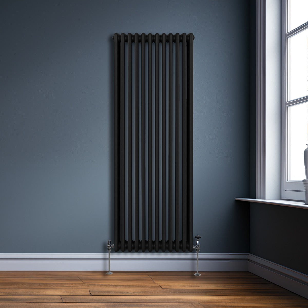 Traditional 3 Column Radiator - 1800 x 562mm - Black - Used - Good