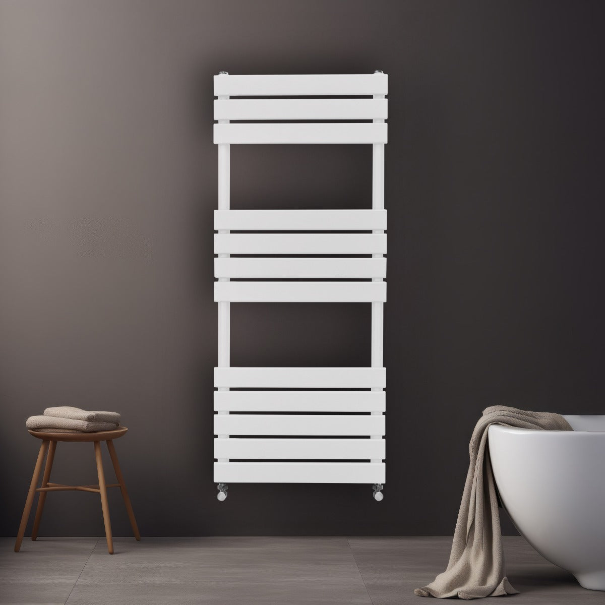 Flat Panel Towel Radiator – 1200mm x 450mm – White - Used - Acceptable