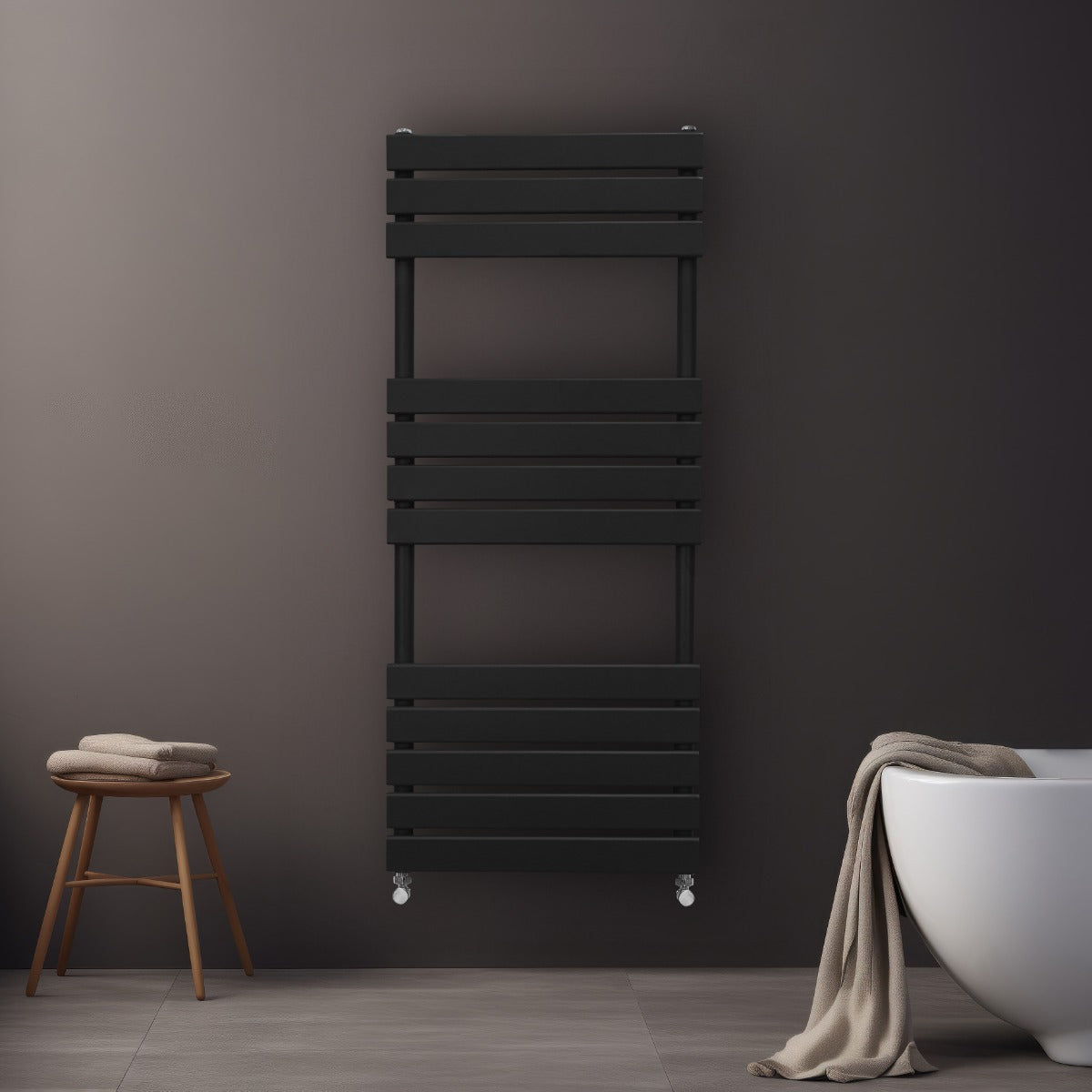 Flat Panel Towel Radiator – 1200mm x 450mm – Black - Used - Good