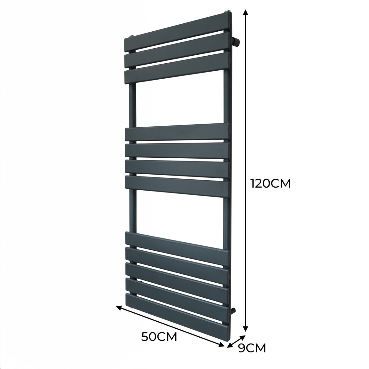Flat Panel Towel Radiator – 1200mm x 500mm – Anthracite Grey - Like New