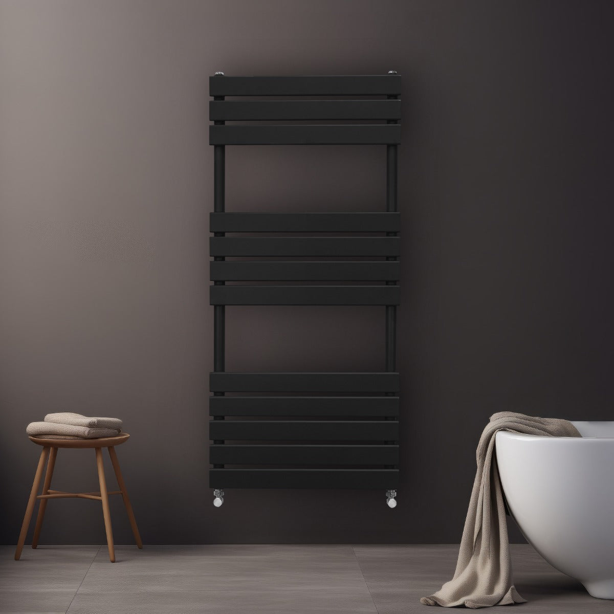 Flat Panel Towel Radiator – 1200mm x 500mm – Black - Used - Good