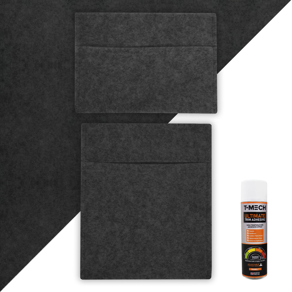 Anthracite Grey Van Carpet Lining, Storage Pouches & Adhesive Glue - Used - Acceptable