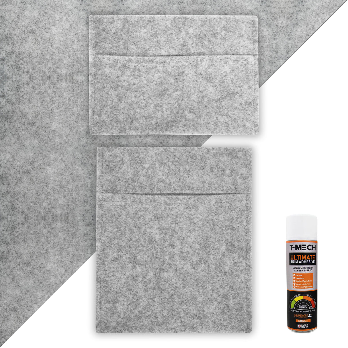 Silver Grey Van Carpet Lining, Storage Pouches & Adhesive Glue - Used - Acceptable