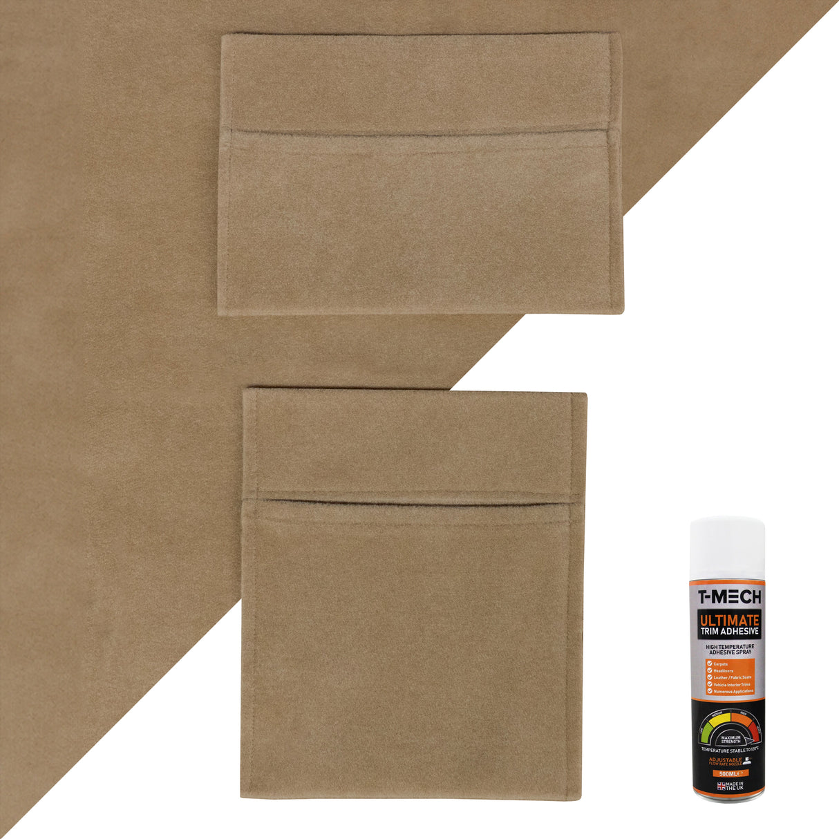 Beige Van Carpet Lining, Storage Pouches & Adhesive Glue - Like New