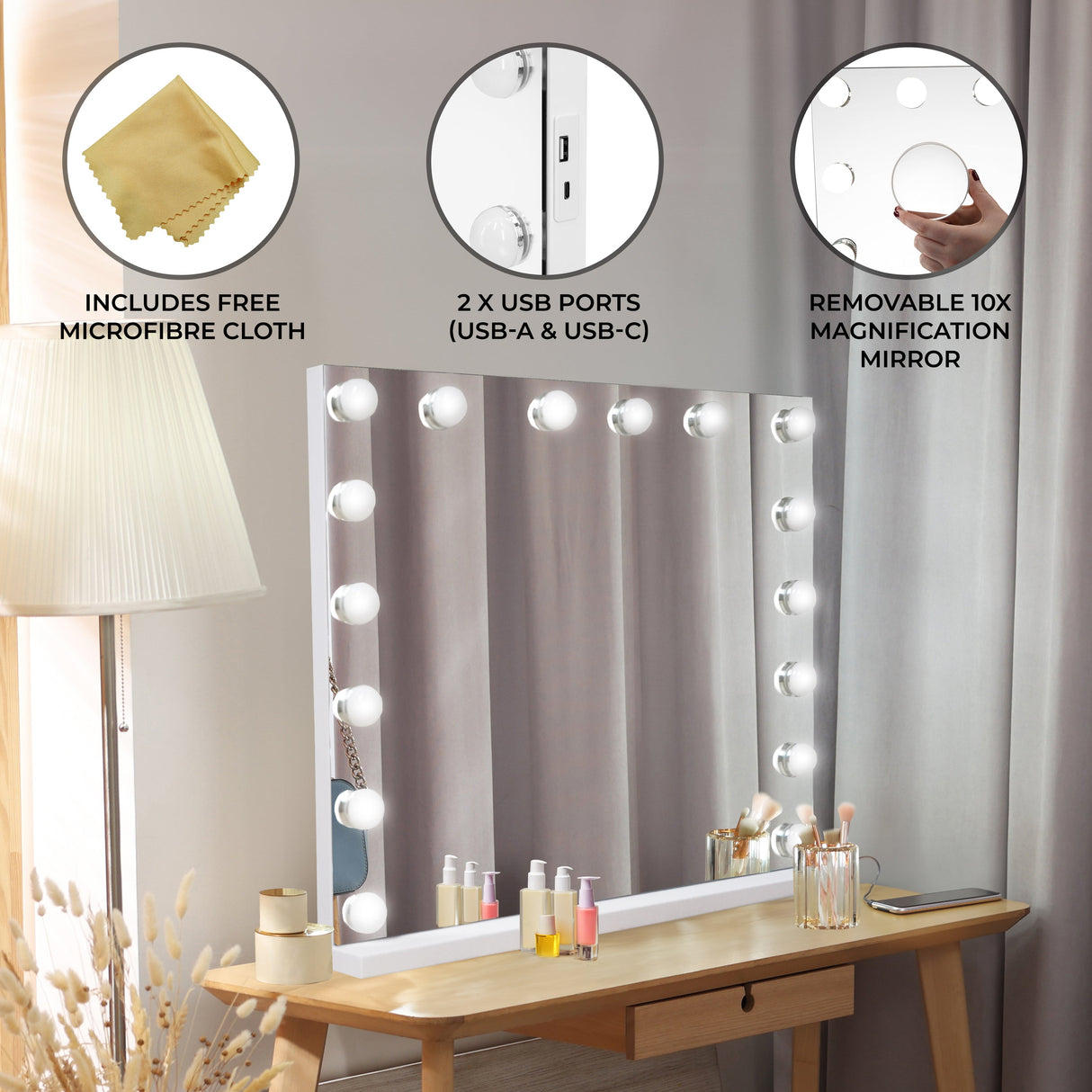 LED Bluetooth Mirror - 80 x 60cm - Used - Acceptable