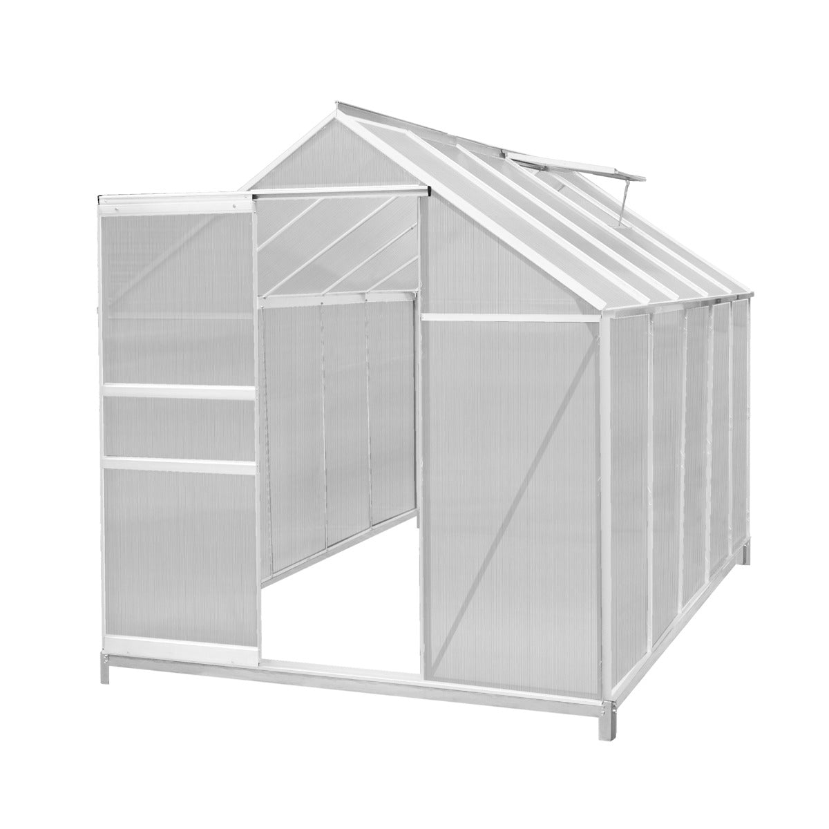 Polycarbonate Greenhouse 6ft x 10ft with Base – Silver - Used - Acceptable