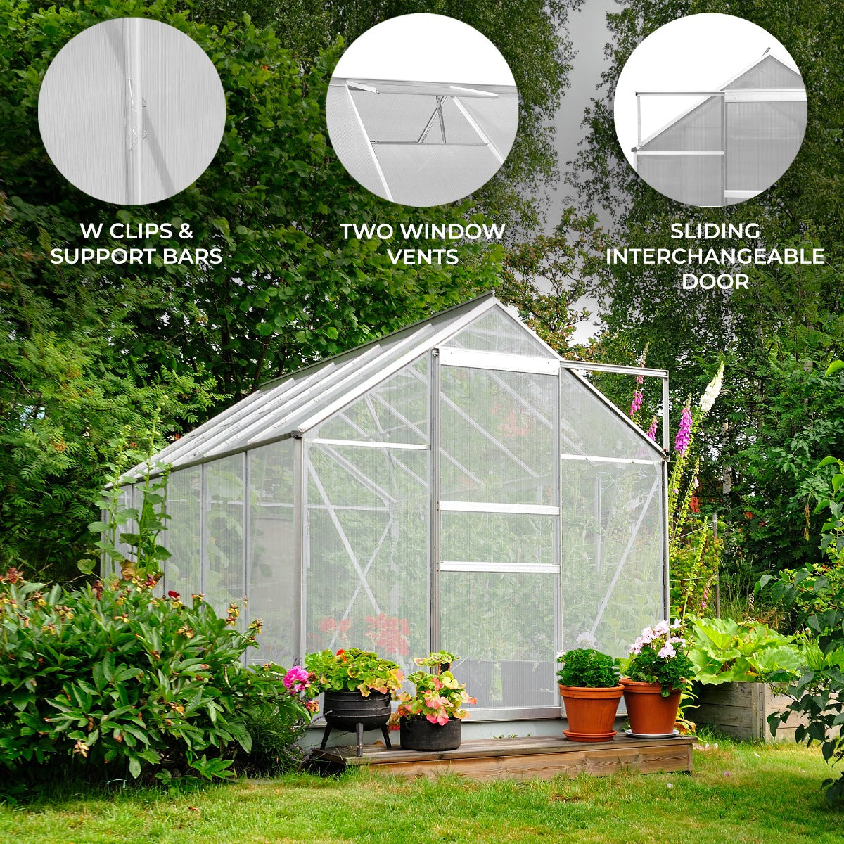 Polycarbonate Greenhouse 6ft x 10ft with Base – Silver - Like New