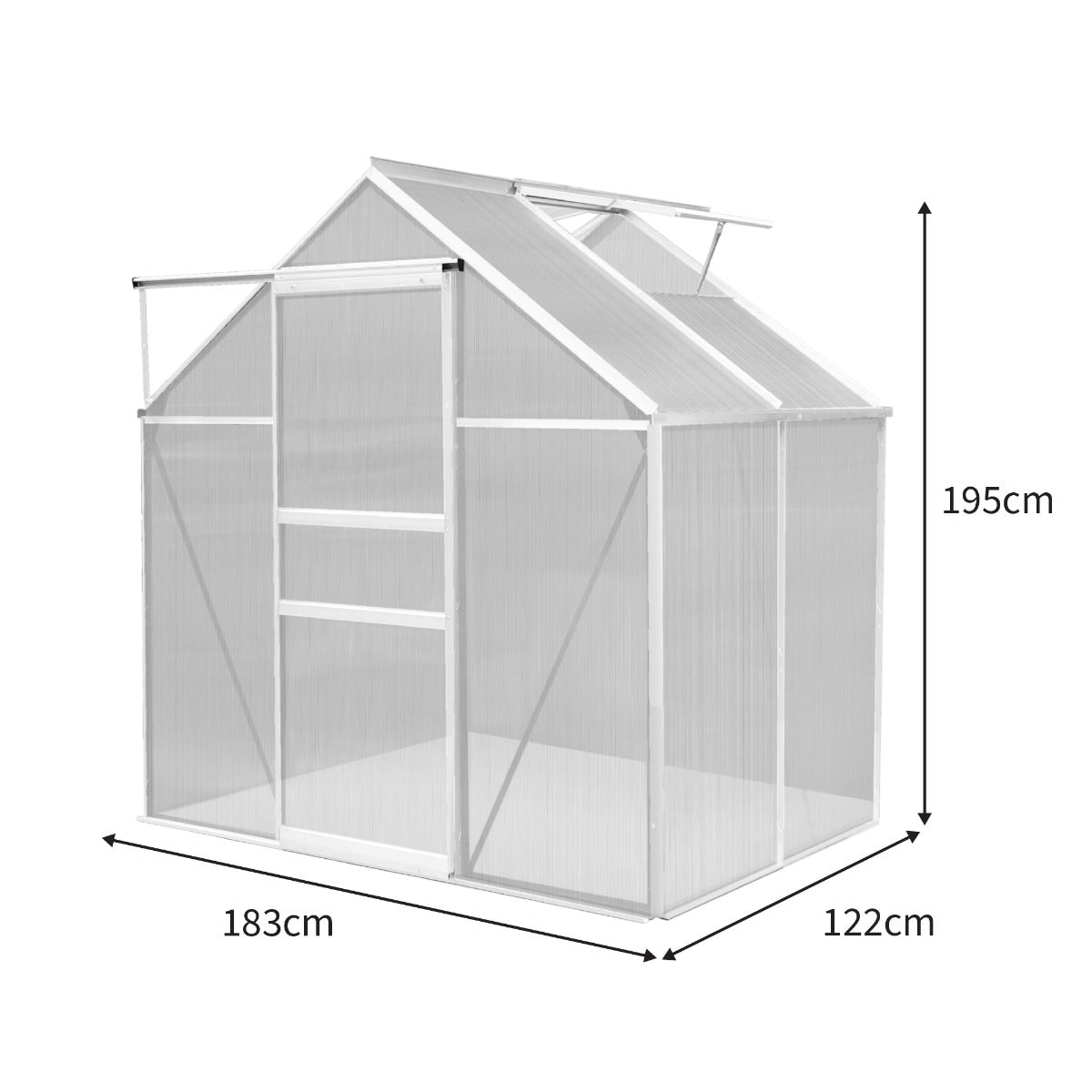 Polycarbonate Greenhouse 6ft x 4ft – Silver Frame Only - Used - Good