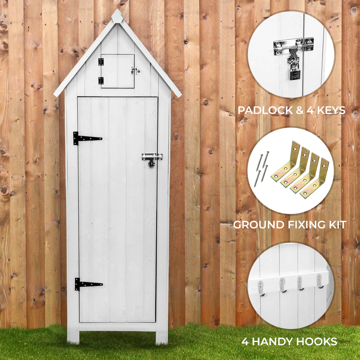 Wooden Garden Shed - White - Like New