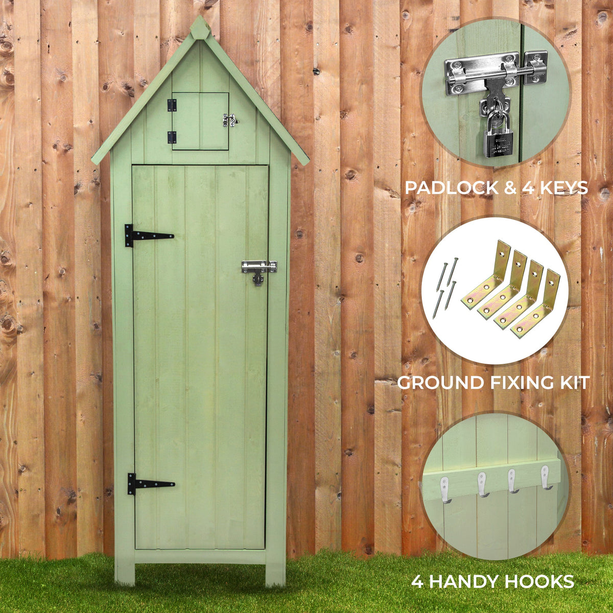 Wooden Garden Shed - Green - Like New