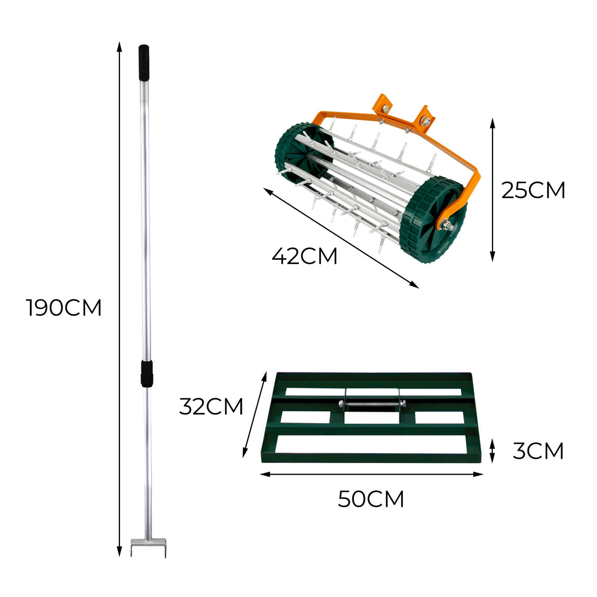 50cm Lawn Leveller & Aerator – Green - Used - Acceptable