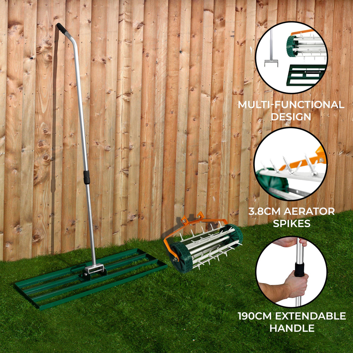 100cm Lawn Leveller & Aerator – Green - Used - Acceptable